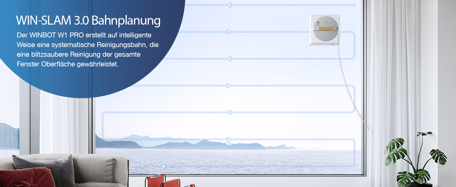 ECOVACS WINBOT W1 PRO Planung der Reinigungsbahn